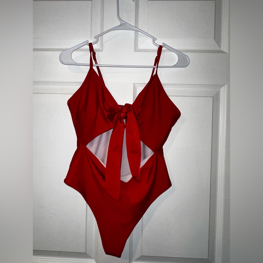 Red Cutout One-Piece Swimsuit